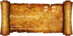 Petsch Dezső névjegykártya